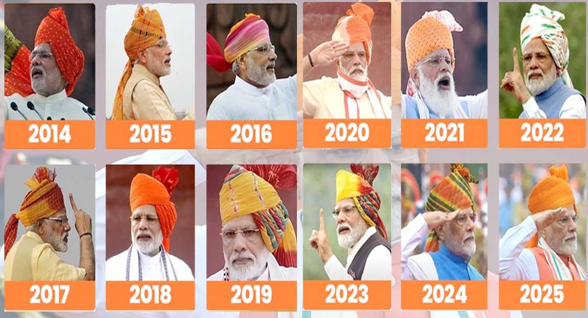 PM Modi Attire : αñ╣αñ░ αñ╕αñ╛αñ▓ αñ¿αñê αñ¬αñùαñíαñ╝αÑÇ, αñ¿αñ»αñ╛ αñàαñéαñªαñ╛αñ£..... αñ¬αÑÇαñÅαñ« αñ«αÑïαñªαÑÇ αñòαÑç 12 αñ╕αñ╛αñ▓αÑïαñé αñòαÑç αñ╕αÑìαñ╡αññαñéαññαÑìαñ░αññαñ╛ αñªαñ┐αñ╡αñ╕ αñ¬αñ░ αñàαñ▓αñù-αñàαñ▓αñù αñ▓αÑüαñòαÑìαñ╕┬á