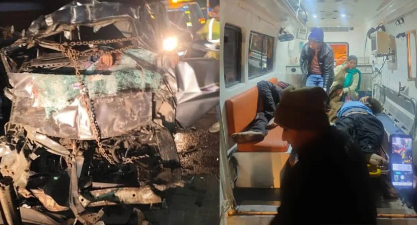 यमुना एक्सप्रेस-वे पर हादसा : तेज रफ्तार कंटेनर ने यात्रियों को रौंदा, 6 की मौत; बस से उतरकर सड़क किनारे खड़े थे